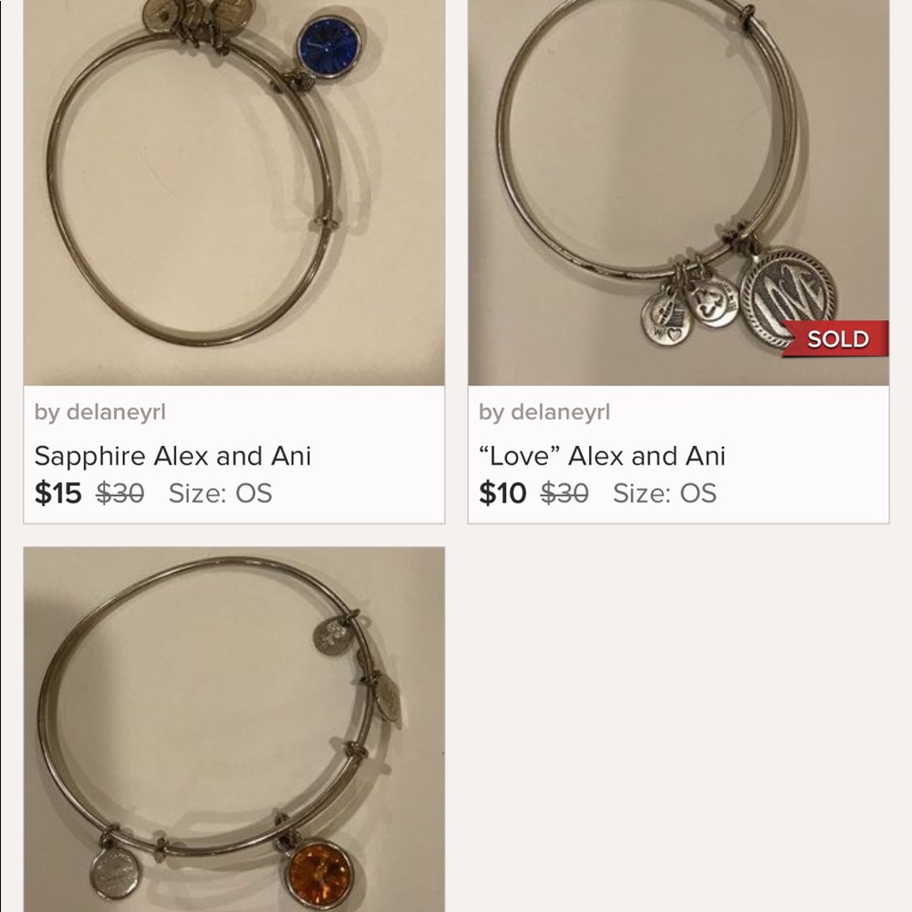 Sapphire, Topaz, and Love Alex And Ani bracelets